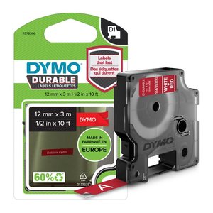 DYMO Schriftband D1 1978366, 12 mm, weiß auf rot, 1 St.