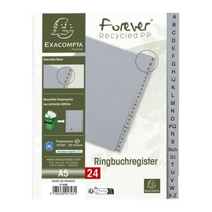Exacompta Ordnerregister DIN A5 Halbformat A-Z grau 24-teilig, 1 Satz