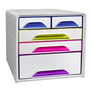 cep Schubladenbox Smoove  weiß/bunt-transparent 1072130931, DIN A4 mit 5 Schubladen, 1 St.