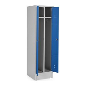 Stahl-Kleiderspind (500 mm) – Doppelspind ohne Fachböden (Türen Enzianblau)