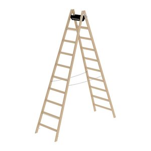 MUNK Stehleiter beidseitig 33220 natur 2x 10 Sprossen, H: 291,0 cm