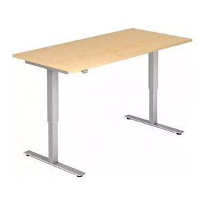 HAMMERBACHER XMST19 elektrisch höhenverstellbarer Schreibtisch ahorn rechteckig, T-Fuß-Gestell silber 180,0 x 80,0 cm