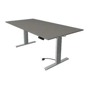 Kerkmann Move 3 tube elektrisch höhenverstellbarer Schreibtisch grafit rechteckig, T-Fuß-Gestell silber 200,0 x 100,0 cm