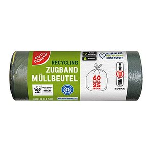 GUT&GÜNSTIG Müllbeutel RECYCLING 60,0 l schwarz, 25 St.