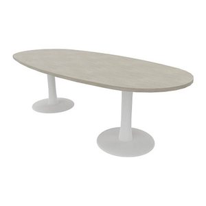 Quadrifoglio Konferenztisch Idea+ beton oval, Säulenfuß weiß, 240,0 x 110,0 x 74,0 cm
