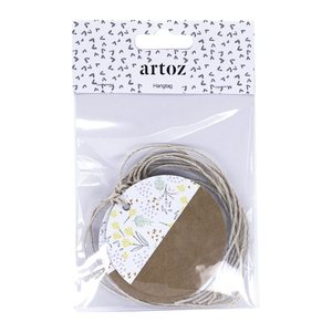 artoz Geschenkanhänger braun, weiß Hangtag Set kraft Ø 6,5 cm, 6 St.