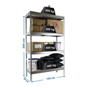 Simonrack Schwerlast-Weitspannregal ECOFORTE 1506-4 778100047201568 silber 150,0 x 60,0 x 200,0 cm