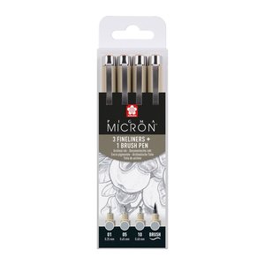 Sakura Pigma Micron Fineliner-Set farbsortiert 0,25 + 0,45 + 0,60 mm, 4 St.