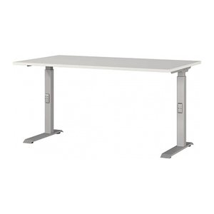 GERMANIA DOWNEY höhenverstellbarer Schreibtisch lichtgrau rechteckig, C-Fuß-Gestell silber 140,0 x 80,0 cm