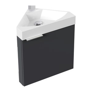 POSSEIK Waschbecken mit Unterschrank DELTA SLIMLINE grafit 52,0 x 37,0 x 55,0 cm