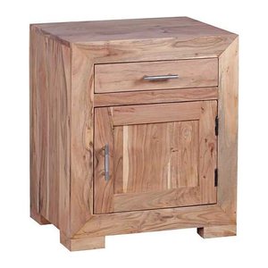 WOHNLING Nachttisch rechteckig Massivholz akazie 50,0 x 40,0 x 60,0 cm, 1 St.