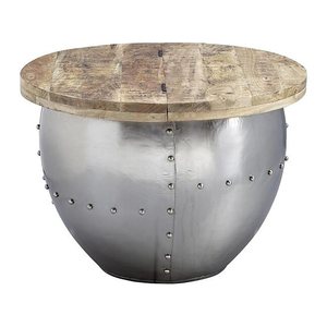 WOHNLING Couchtisch rund Massivholz silber 60,0 x 60,0 x 43,0 cm, 1 St.