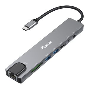 Equip Adapter USB-C->HDMI/GbE/2xUSB-A/+ 4K/ 30Hz 0.25m Alu.