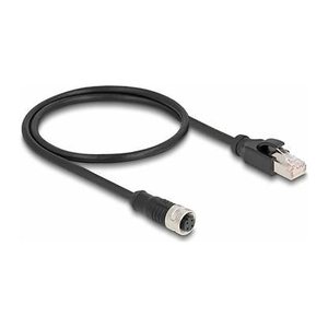 DELOCK M12 Adapterkabel D-kodiert 4 Pin BU zu RJ45,ST 50 cm