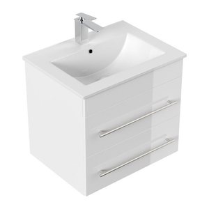 POSSEIK Waschbecken mit Unterschrank APOLLO weiß glanz 61,5 x 46,5 x 54,0 cm