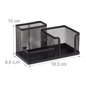 relaxdays Schreibtisch-Organizer schwarz Metall 3 Fächer 18,5 x 9,5 x 10,0 cm