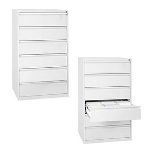 Gürkan Karteischrank reinweiß 6 Schubladen 76,0 x 62,0 x 132,0 cm, 1 St.