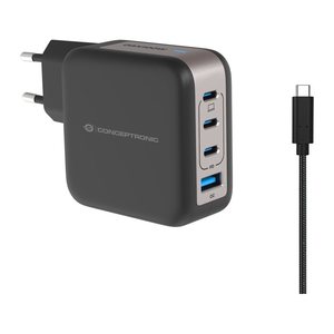 CONCEPTRONIC Ladegerät 4Port GaN 3xUSB-C/1xA100WPD3.0/PPS sw