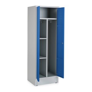 Stahl-Kleiderwäschespind (600 mm) – Fachböden inkl. (Türen Enzianblau)