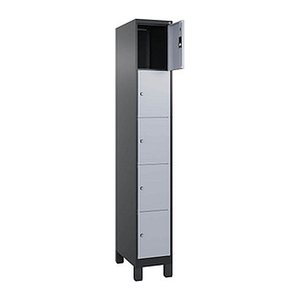 CP Schließfachschrank Classic Plus schwarzgrau, weißaluminium 080010-105 S10033, 5 Schließfächer 30,0 x 50,0 x 195,0 cm