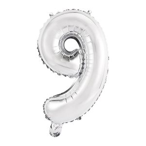 amscan® Folienballon Mini, Zahl 9 silber, 1 St.