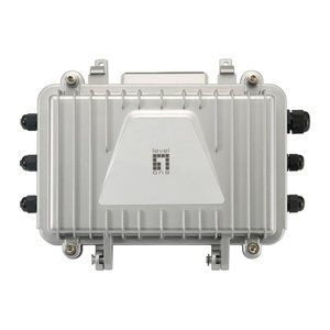 LevelOne PoE Extender Hybrid 4xRJ45 PoE MM LC 2km grau