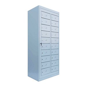 LÜLLMANN Schließfachschrank lichtgrau 526300, 20 Schließfächer 74,0 x 50,0 x 180,0 cm