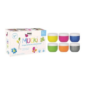 KREUL MUCKI Glückskinder Fingerfarben farbsortiert 6 x 50,0 ml, 6 St.
