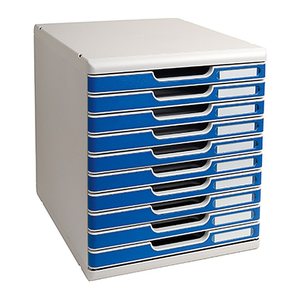 Exacompta Schubladenbox Modulo blau 302003D, DIN A4 mit 10 Schubladen, 1 St.