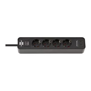 brennenstuhl Ecolor USB-C 4-fach Steckdosenleiste mit Schalter 1,5 m schwarz mit USB-Buchse