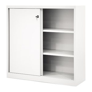 BISLEY Schiebetürenschrank ECO, SD12112S696 verkehrsweiß 2 Fachböden 120,0 x 43,0 x 118,1 cm