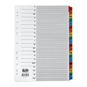 dots Ordnerregister Mylar DIN A4 Vollformat A-Z farbig 20-teilig, 1 Satz