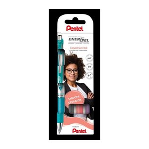 Pentel EnerGel BL77 Gelschreiber türkis, grau, rosa, lila 0,35 mm, Schreibfarbe: farbsortiert, 4 St.