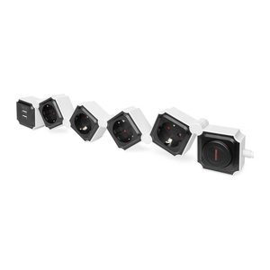 DIGITUS Steckdosenleiste 4x + 2USB, Schalter, Flexibel 1,6m