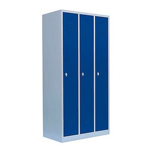 LÜLLMANN Spind enzianblau, lichtgrau 510131, 3 Schließfächer 88,5 x 50,0 x 180,0 cm