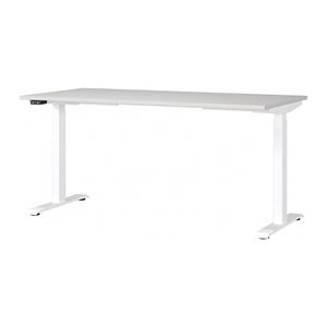 GERMANIA JET höhenverstellbarer Schreibtisch lichtgrau rechteckig, T-Fuß-Gestell weiß 160,0 x 80,0 cm