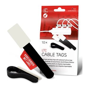 LTC Klettkabelbinderlabel Set wiederverwendbar, schwarz,10er