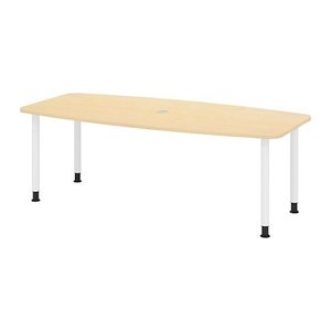 HAMMERBACHER Konferenztisch KT22C ahorn Tonnenform, Rundrohr weiß, 220,0 x 83,0/103,0 x 72,0 - 74,0 cm