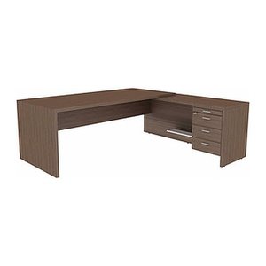 Quadrifoglio T45 Schreibtisch eukalyptus L-Form, Wangen-Gestell eukalyptus 220,0 x 194,0 cm