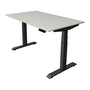 Kerkmann Move 4 elektrisch höhenverstellbarer Schreibtisch lichtgrau rechteckig, T-Fuß-Gestell grau 140,0 x 80,0 cm