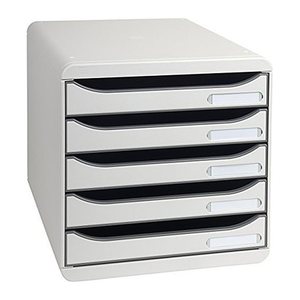 Exacompta Schubladenbox BIG-BOX PLUS  lichtgrau 309740D, DIN A4 mit 5 Schubladen, 1 St.