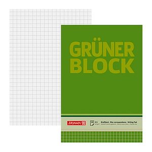 BRUNNEN Briefblöcke "Grüner Block" DIN A5 kariert Lineatur 5, 1 Block