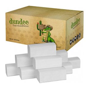 dundee Papierhandtücher 4012200 Zick-Zack-Falzung 2-lagig weiß, 3.200 Tücher