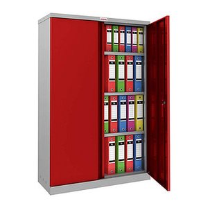 phoenix Stahlschrank SCL1491GRK grau, rot 3 Fachböden 91,5 x 37,0 x 140,0 cm, zerlegt, 1 St.