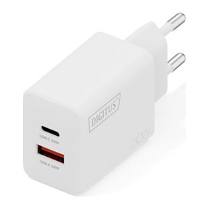 DIGITUS USB-Ladegerät GaN 30W, 1x USB-C, 1x USB-A weiß