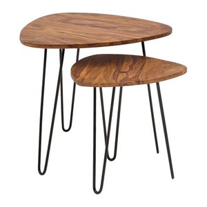 WOHNLING Beistelltische-Set Nierenform Massivholz sheesham, 1 Set
