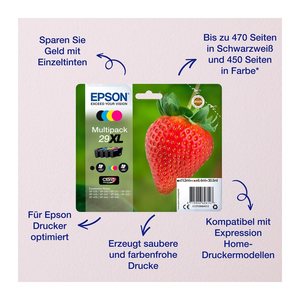 EPSON 29 / T2986 (Erdbeere) schwarz, cyan, magenta, gelb Druckerpatronen, 4er-Set