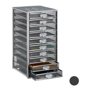 relaxdays Schubladenbox  silber 10024817_55, DIN A4 mit 10 Schubladen, 1 St.