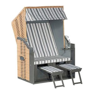 Sunny Smart® Strandkorb Rustikal 15Z grau, creme, weiß, braun Kunststoff, Holz, 1-teilig
