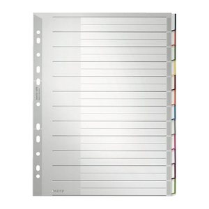 LEITZ Ordnerregister DIN A4+ Vollformat, Überbreite blanko grau 12-teilig, 1 Satz
